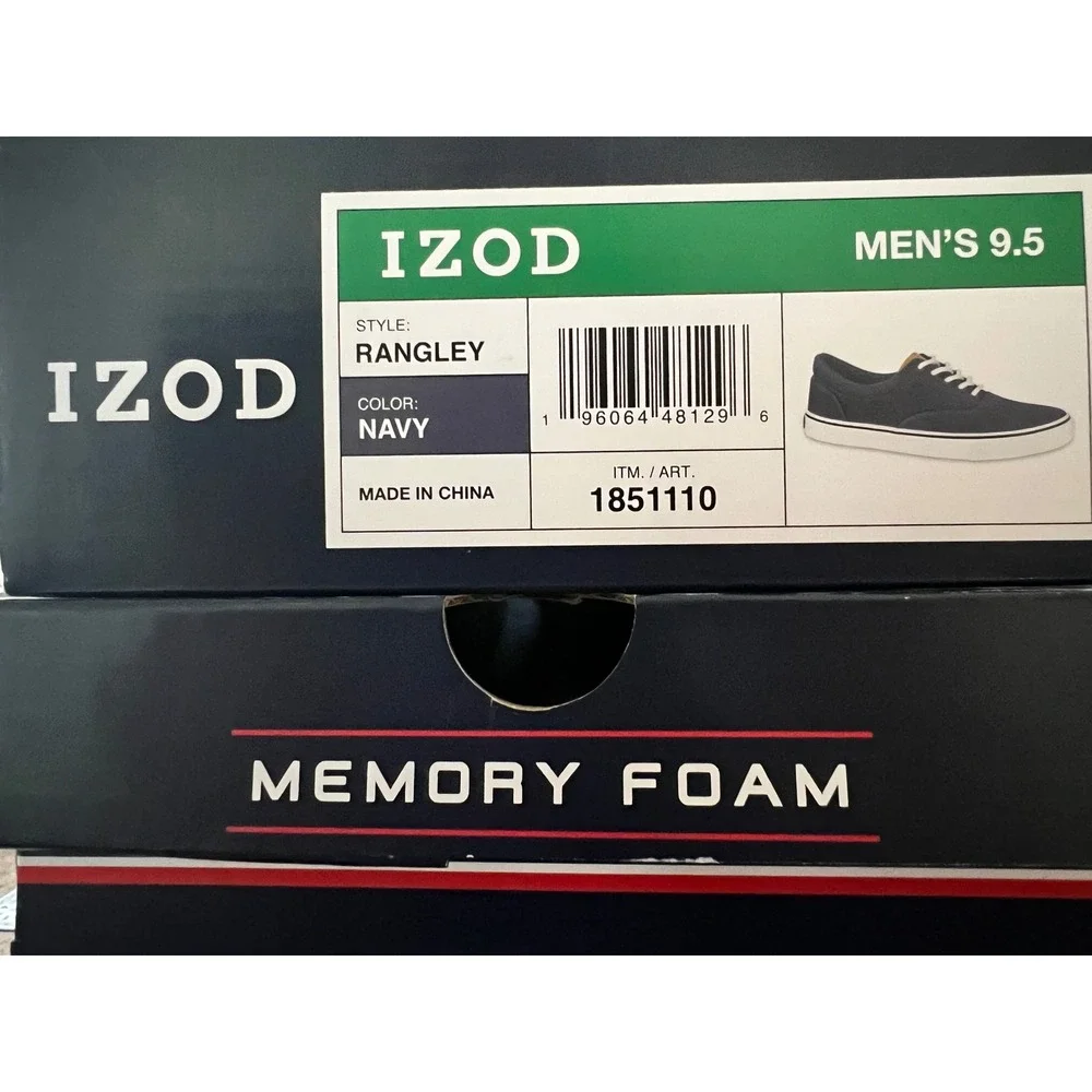 IZOD Rangley Mens Navy Blue Canvas Memory Foam Lace Up Sneakers Size 9.5 NEW - Picture 6 of 6